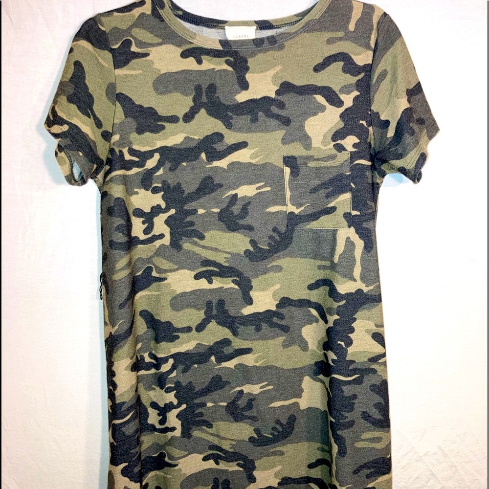 Harper Army T-Shirt Dress w/ Front Pocket